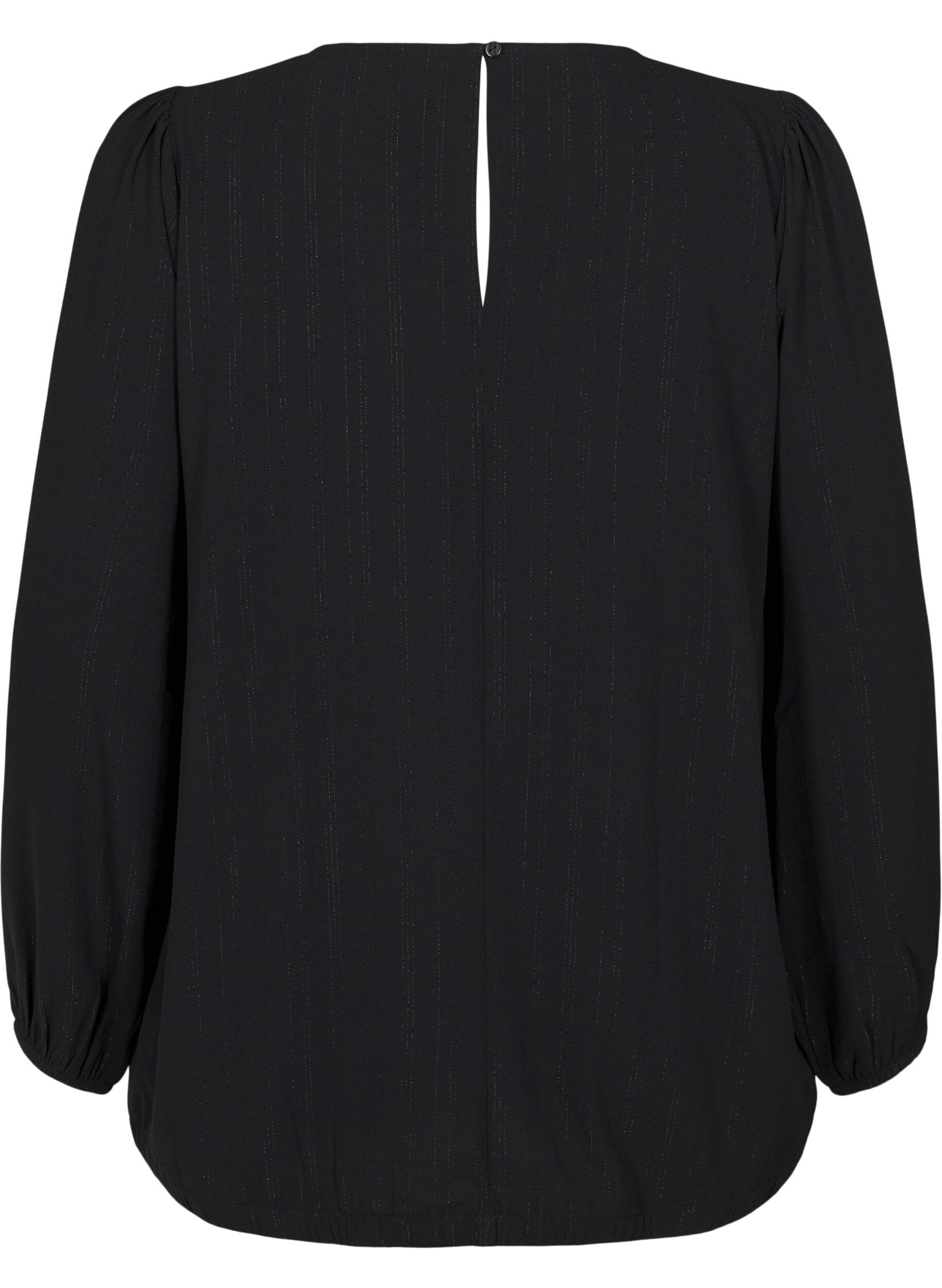 Zizzi Blouse met zilveren glitter, Zwart, Packshot image number 1