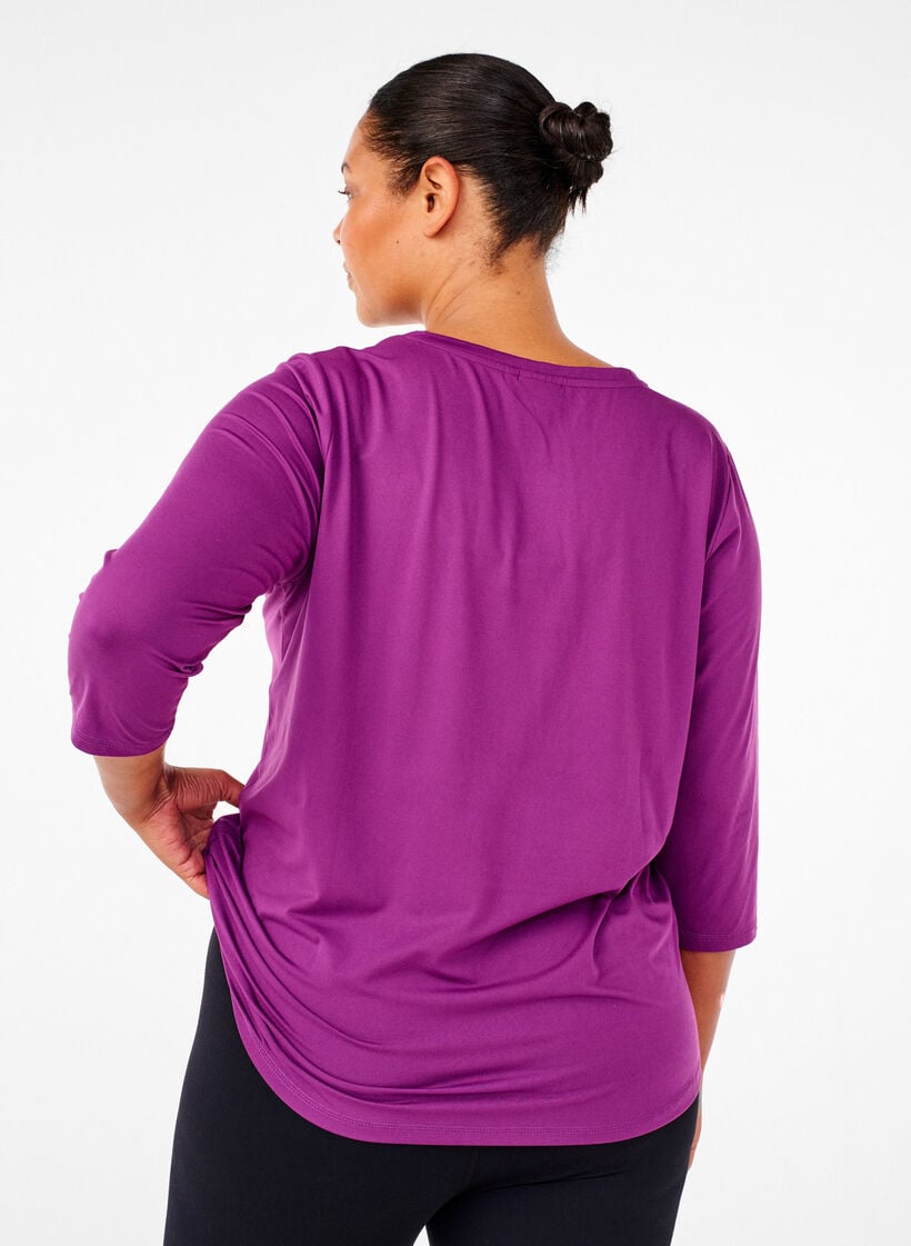 Work-out top met 3/4 mouwen, Paars, Model image number 1