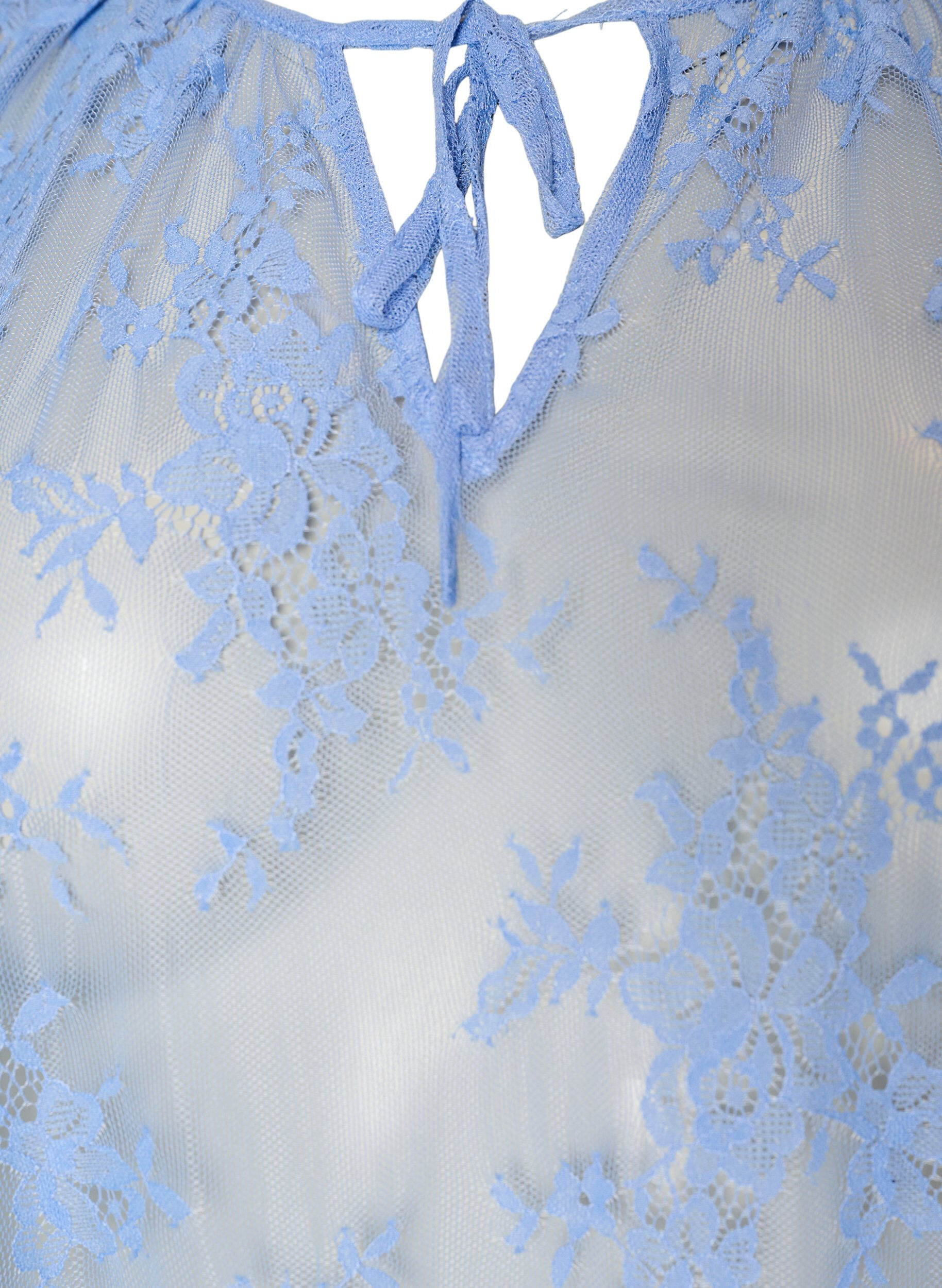 ZizziKorte mouwen kanten blouse met striksluiting, Paars, Packshot image number 2
