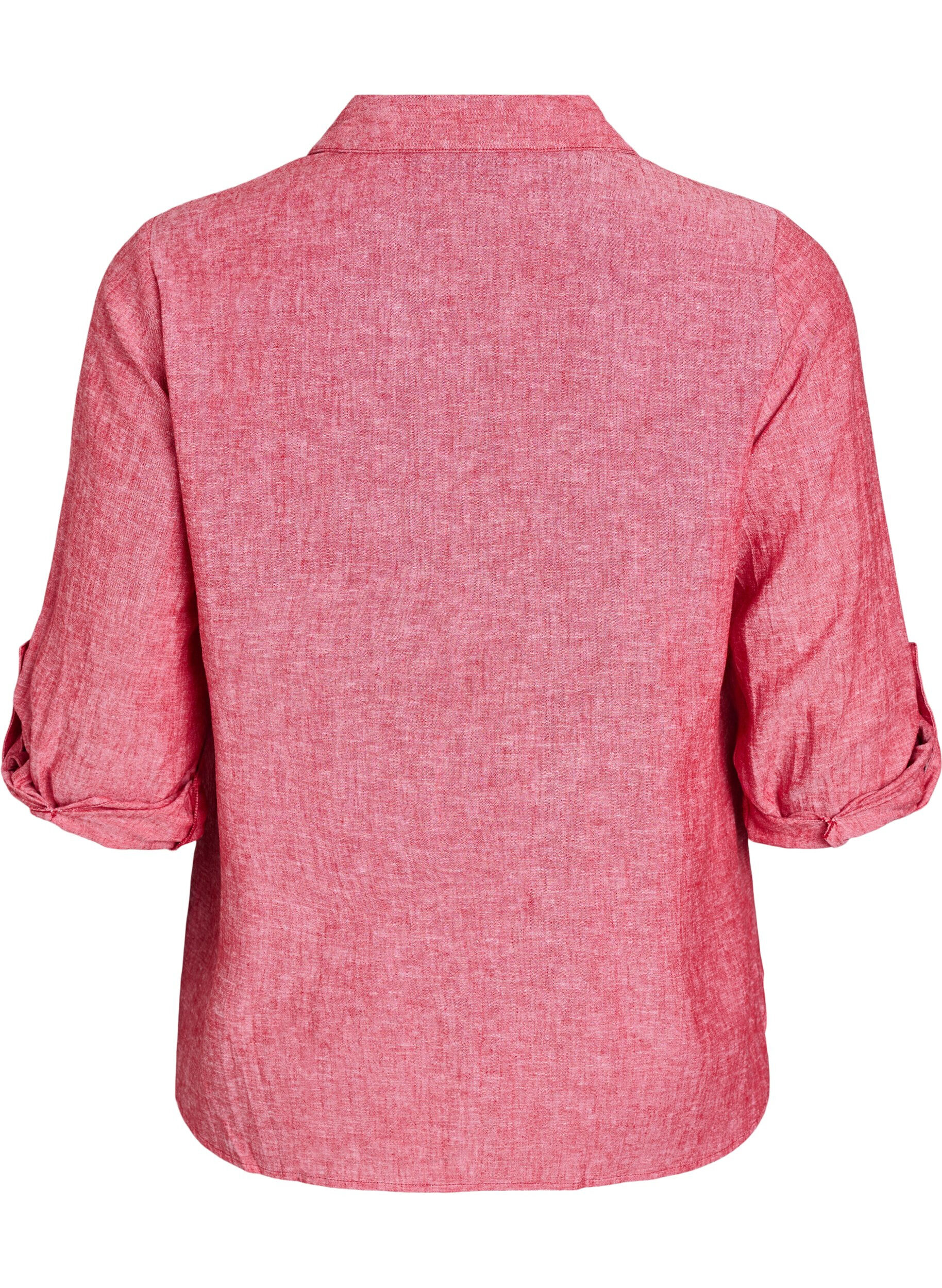 Zizzi Linnen en viscose shirt met 3/4 mouwen, Rood, Packshot image number 1