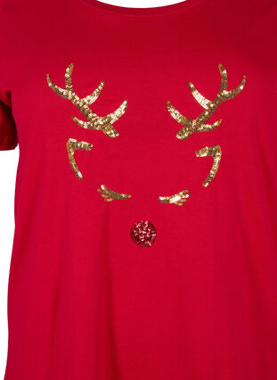 Kerst t-shirt in katoen, Tango Red Reindeer, Packshot image number 2