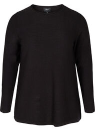 Gebreide geribbelde sweater met ronde hals , Black