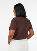 Basic katoenen T-shirt met ronde hals, Bruin, Model image number 2