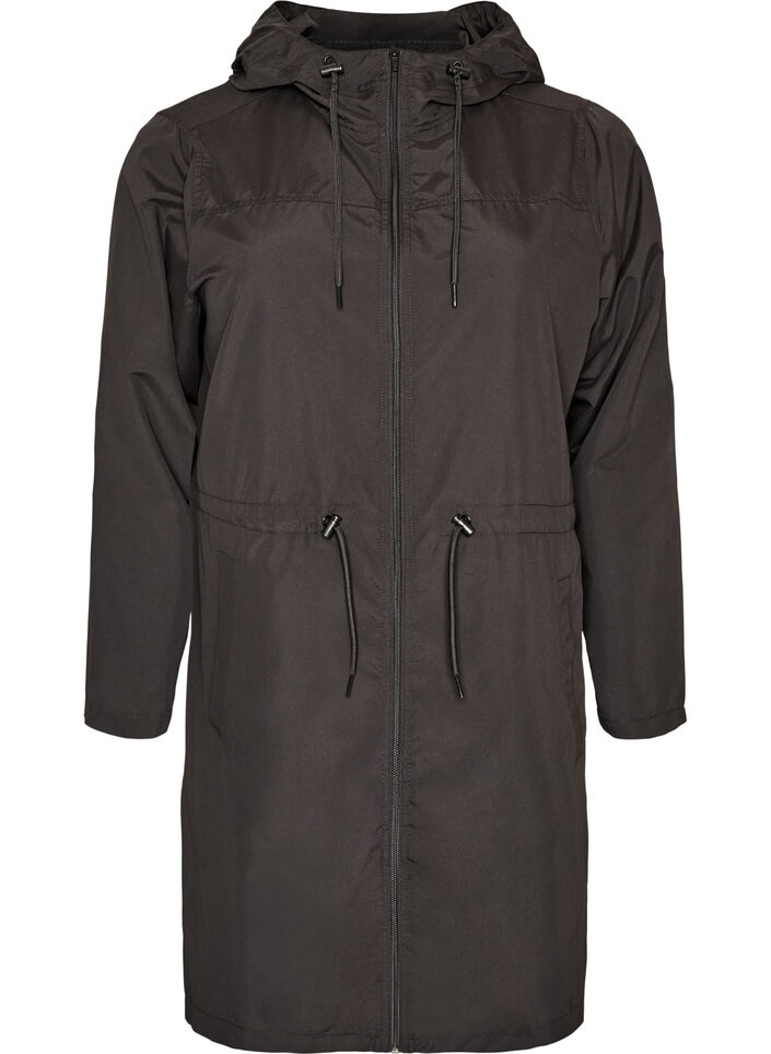 Lichtgewicht parka met een capuchon, Zwart, Packshot image number 0