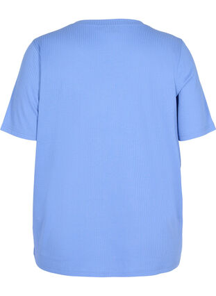 T-shirt met korte mouwen in ribstof, Wedgewood, Packshot image number 1