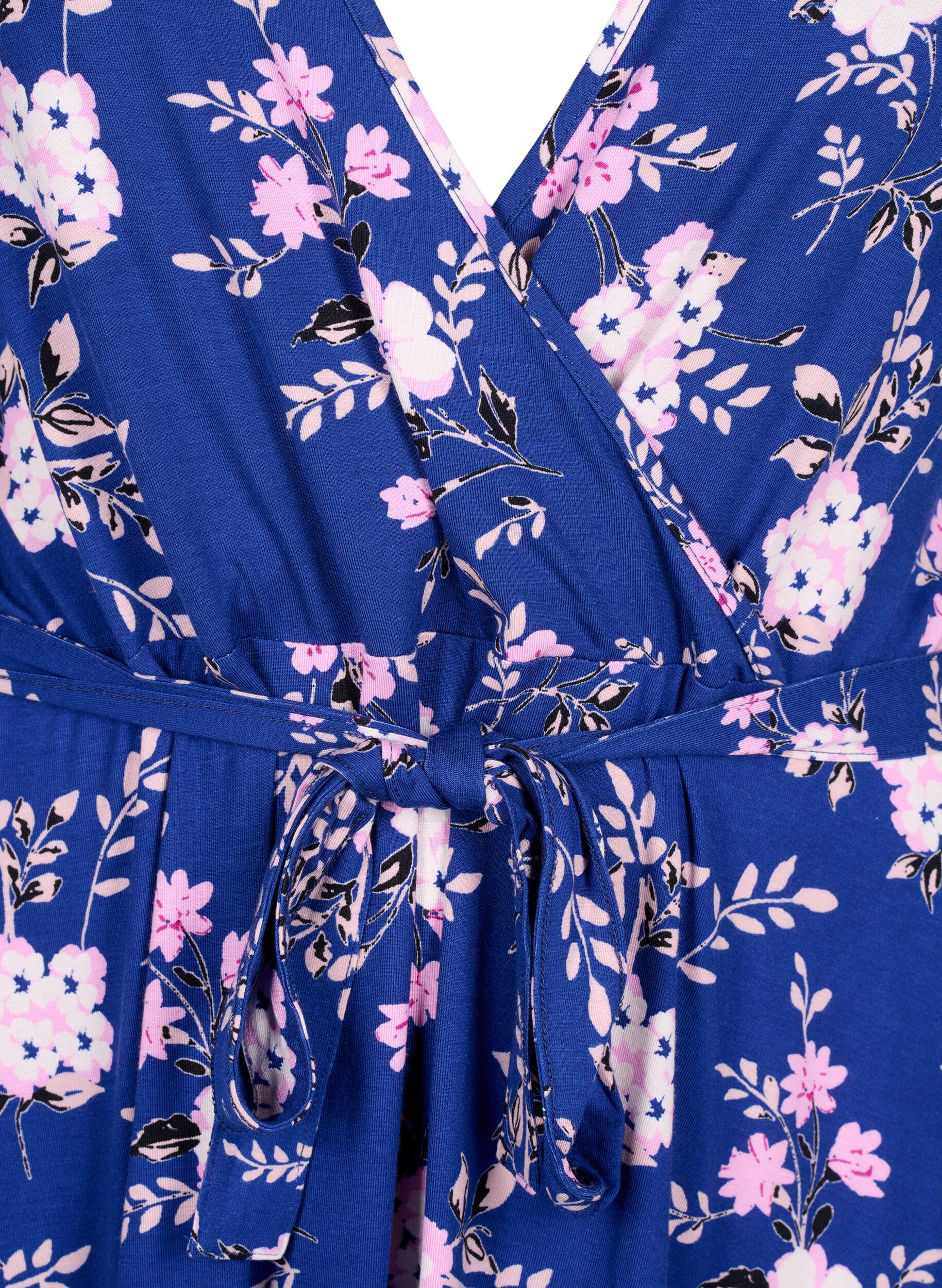 Zizzi Wikkeljurk van viscose met korte mouwen, Bellwether AOP, Packshot image number 2