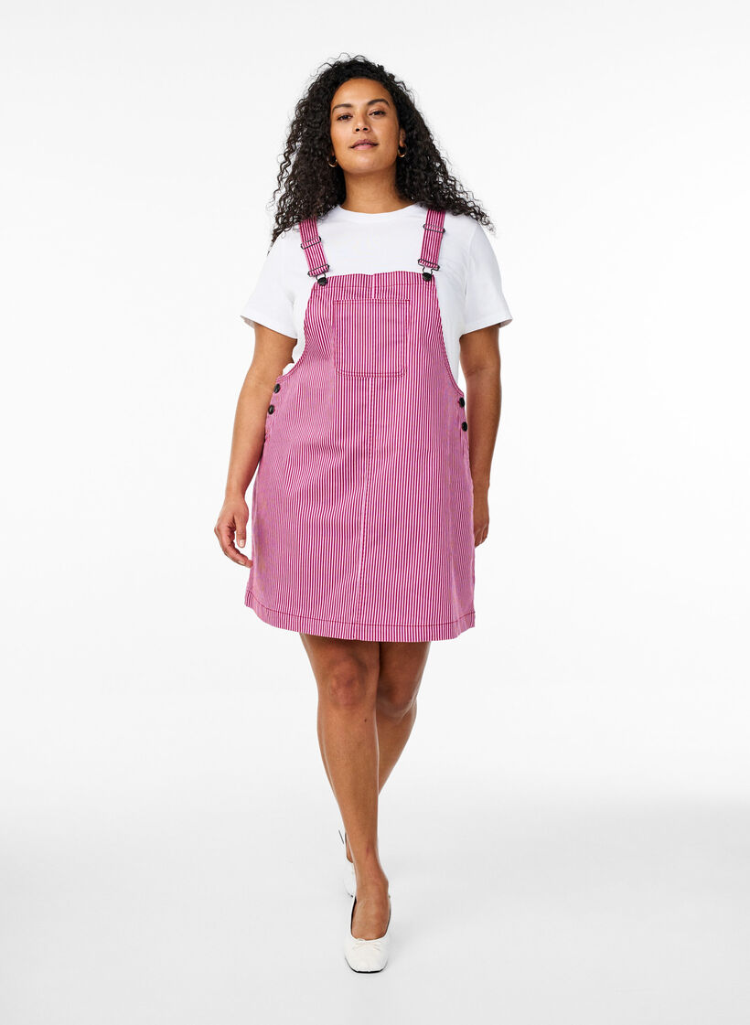 Korte jurk met banden en strepen, Red Stripe, Model image number 2