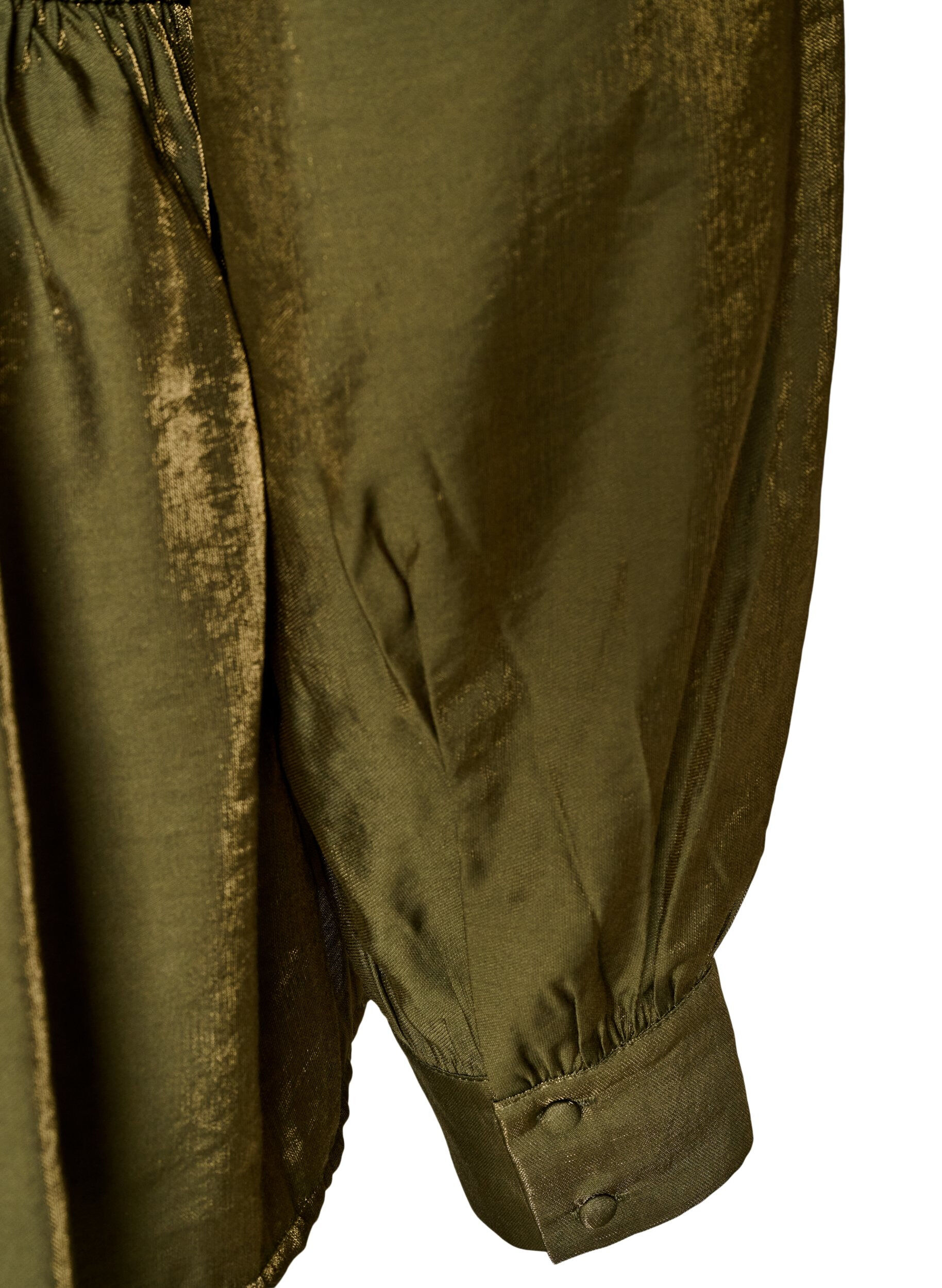 ZizziGlanzende viscose blouse met peplumeffect, Groen, Packshot image number 3