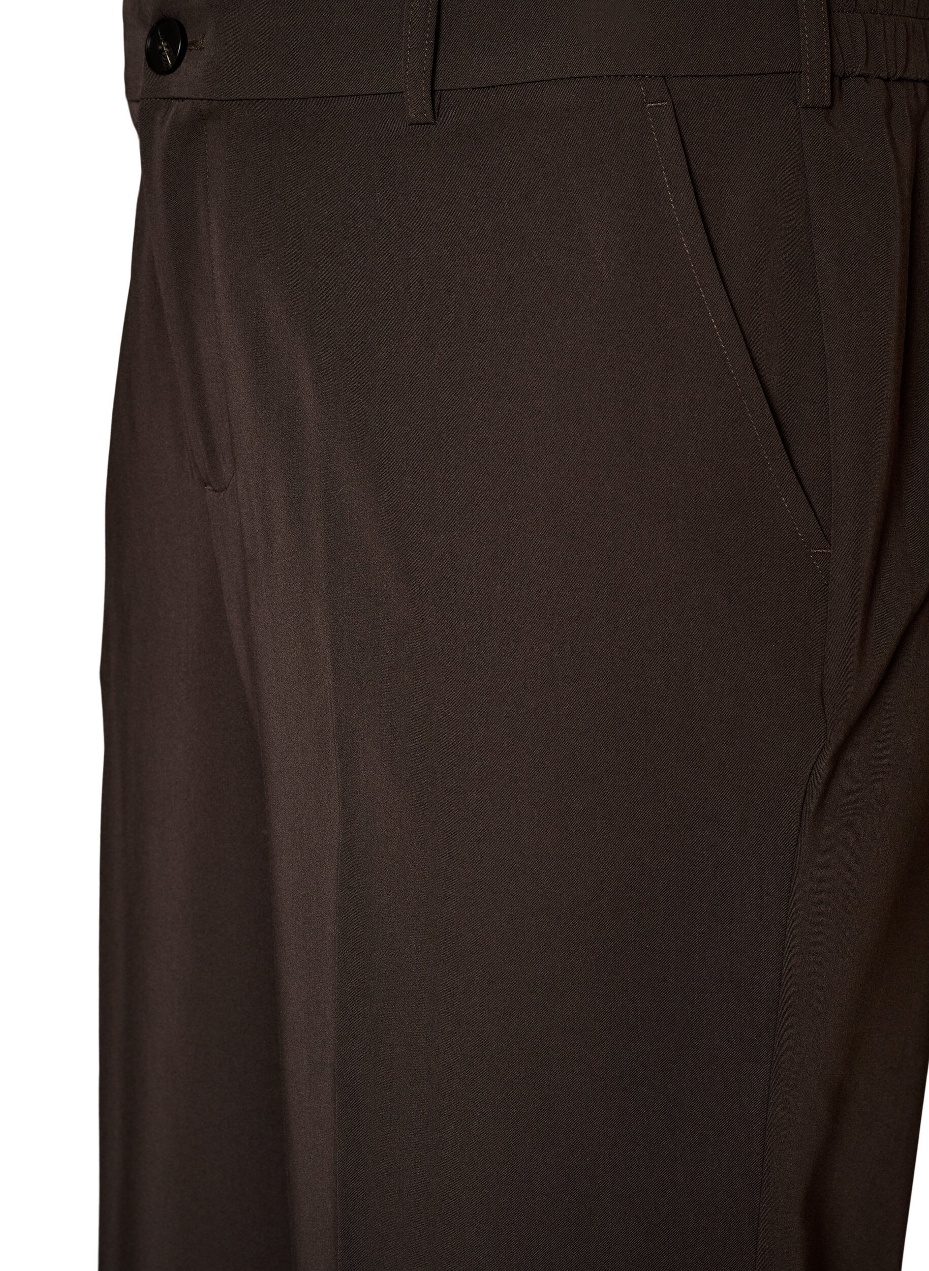 ZizziHigh-waist op maat gemaakte broek met geperste plooien, Bruin, Packshot image number 2