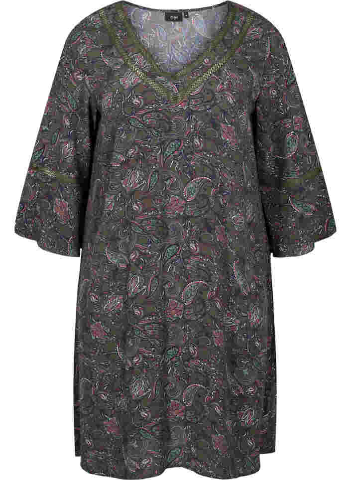 Viscose jurk met a-lijn en paisley print, Green Paisley AOP, Packshot image number 0