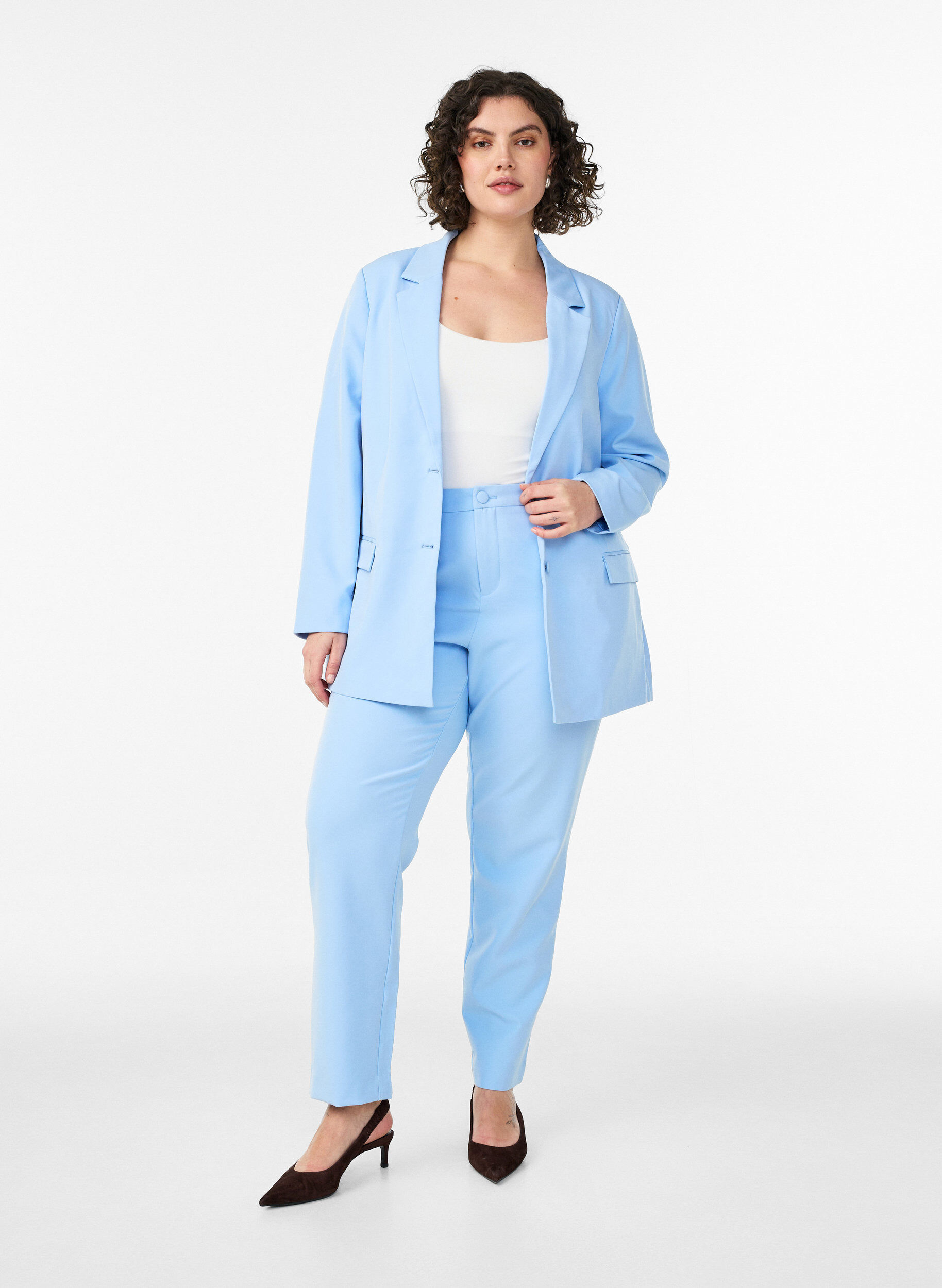 Broek met zakken en rechte pijpen, Blauw, Model