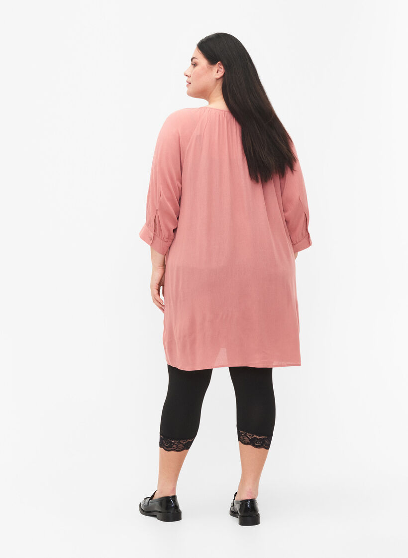 2 paar 3/4 leggings met kanten randje, Black / Black, Model image number 1