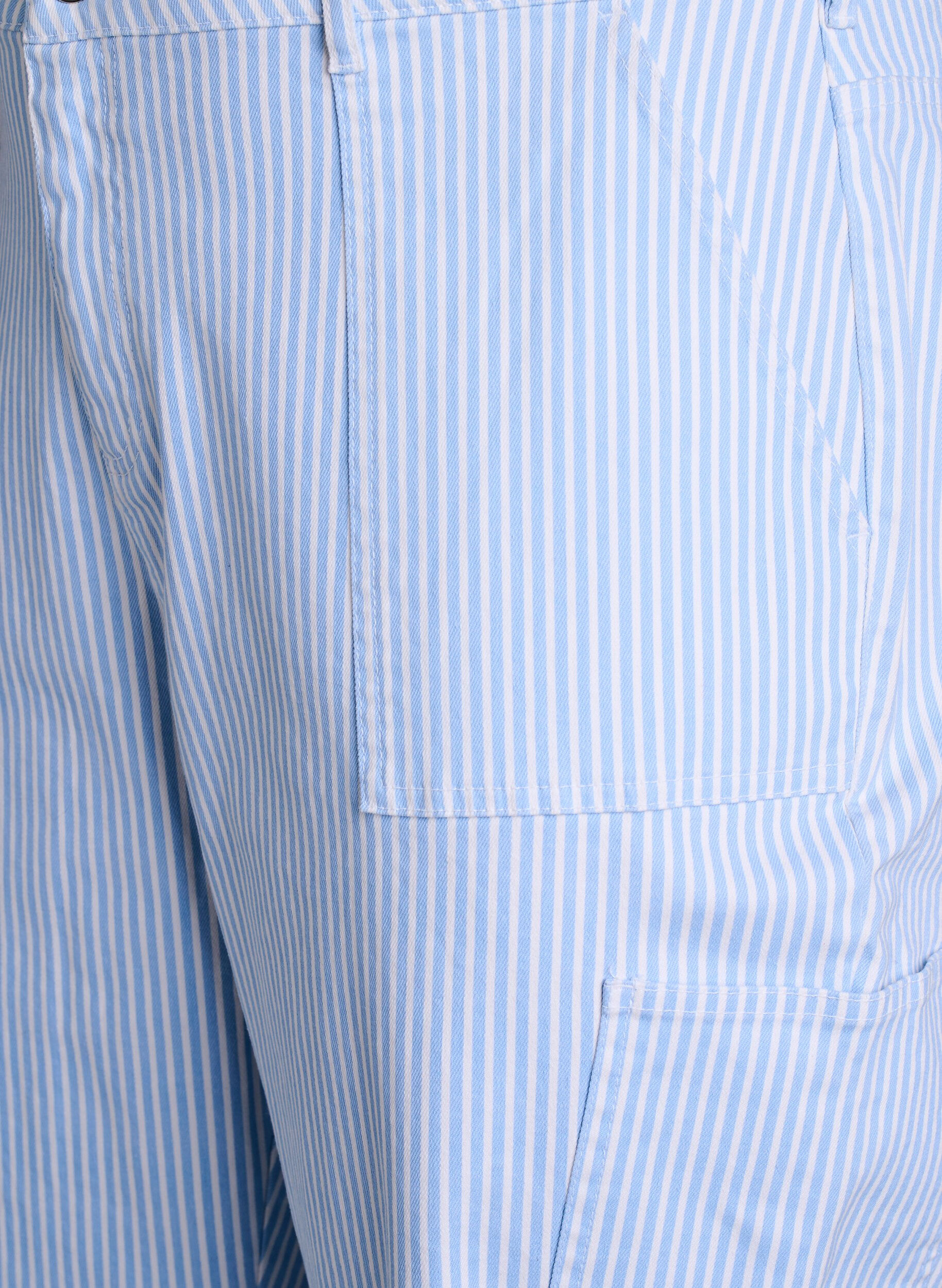 Zizzi Hoog getailleerde gestreepte cargo jeans, Blauw, Packshot image number 2