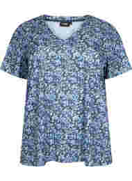 FLASH - Bedrukt t-shirt met v-hals, Blue Green Ditsy
