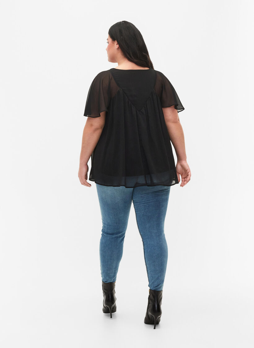 Jeggings met rip, Blue denim, Model image number 1