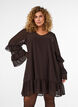 Korte jurk met transparante ruchesmouwen, Bruin, Model image number 0