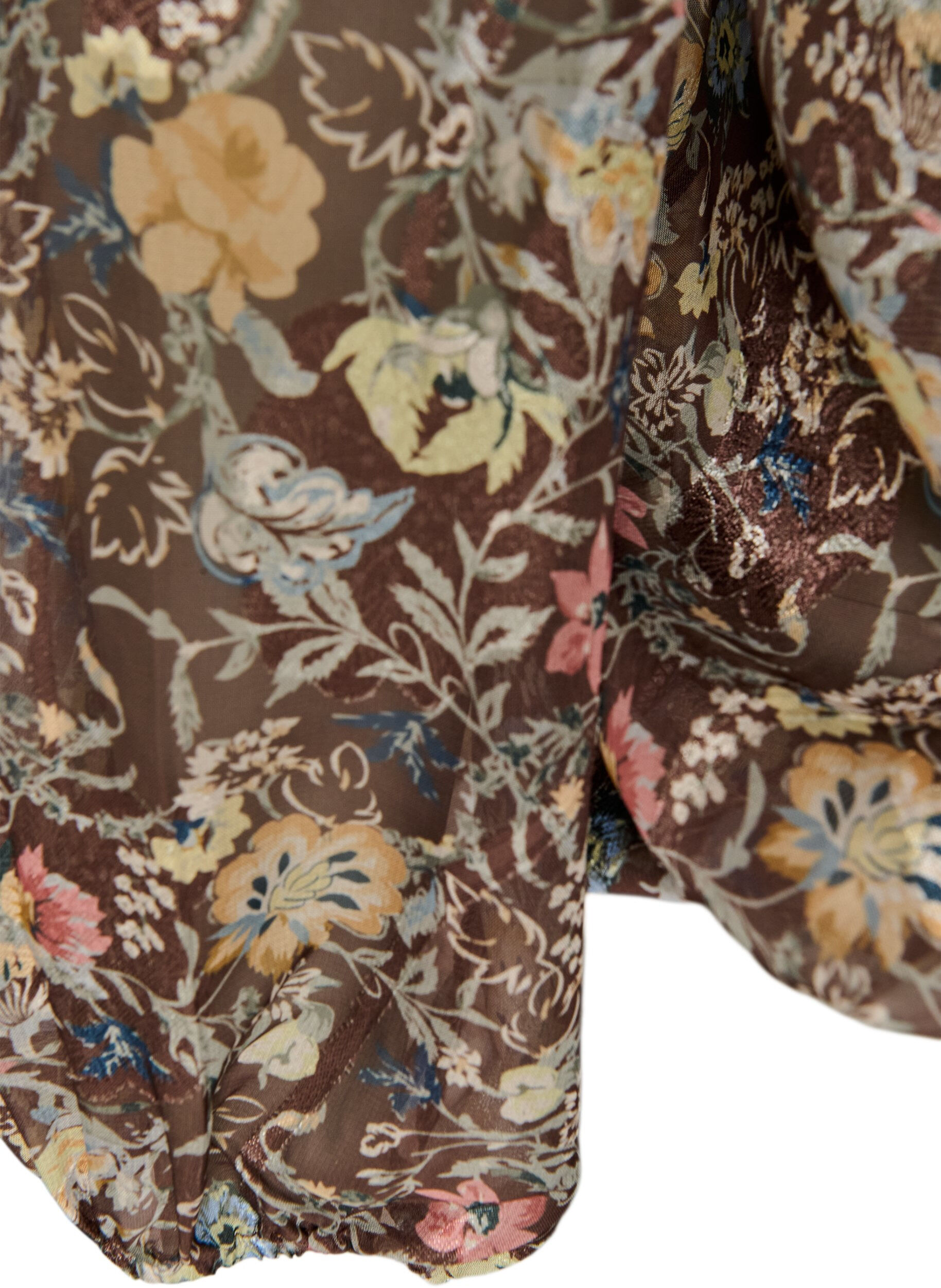 ZizziBlouse met bloemenprint en ballonnenmouwen, Bruin, Packshot image number 3