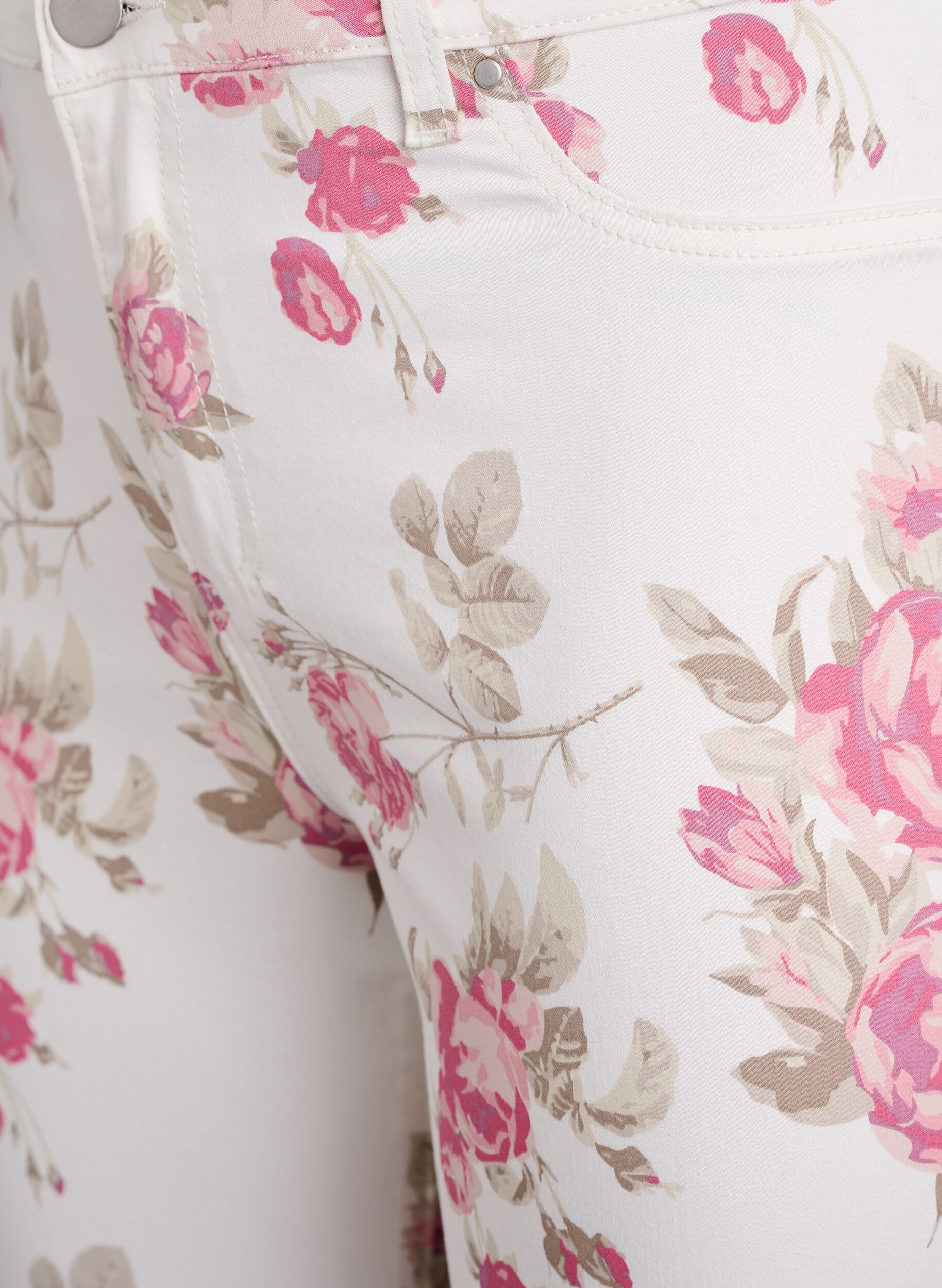 Zizzi Superslanke Amy jeans met bloemenprint, Vanille, Packshot image number 2
