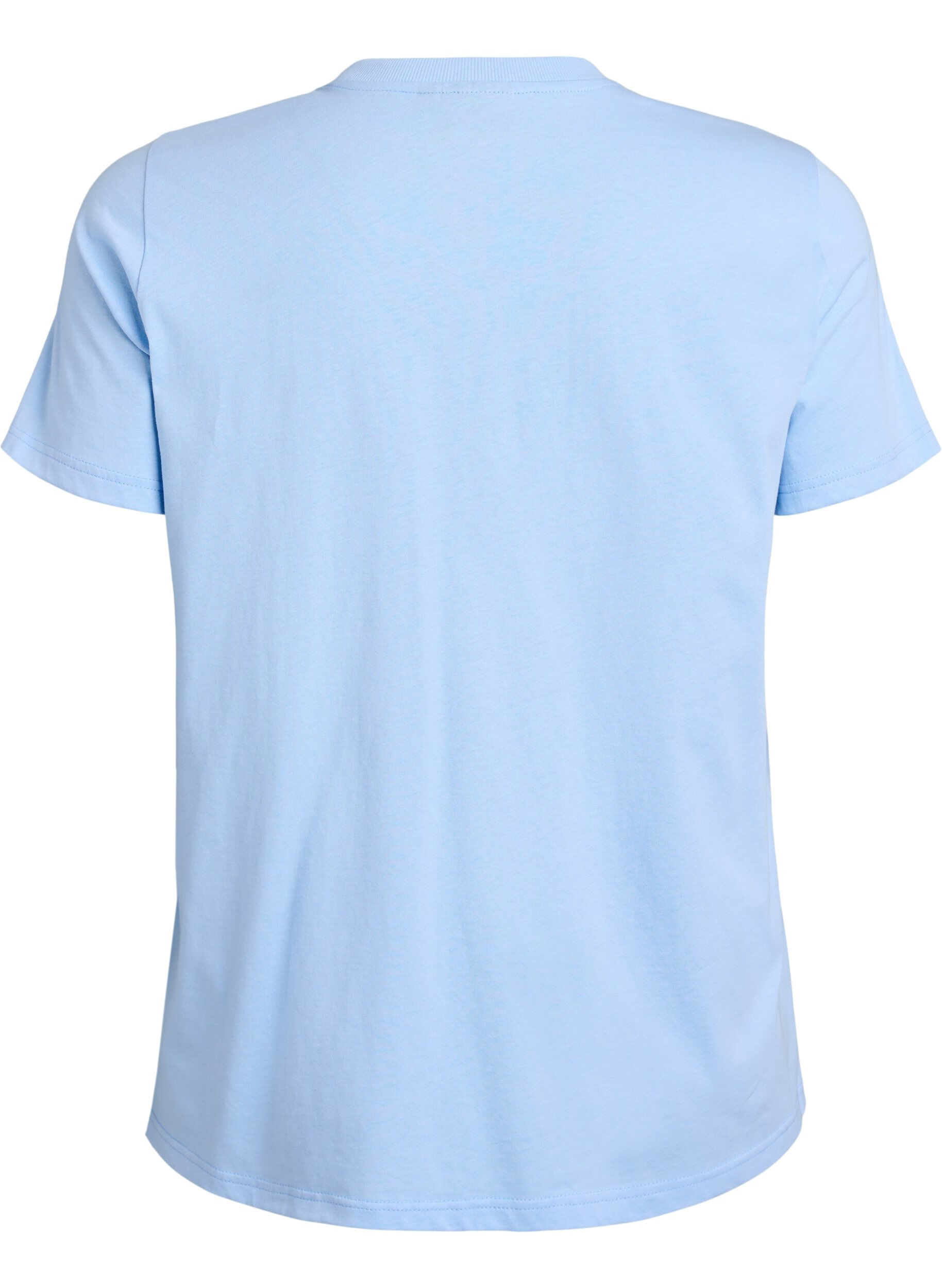 Zizzi Basic katoenen T-shirt met ronde hals, Blauw, Packshot image number 1