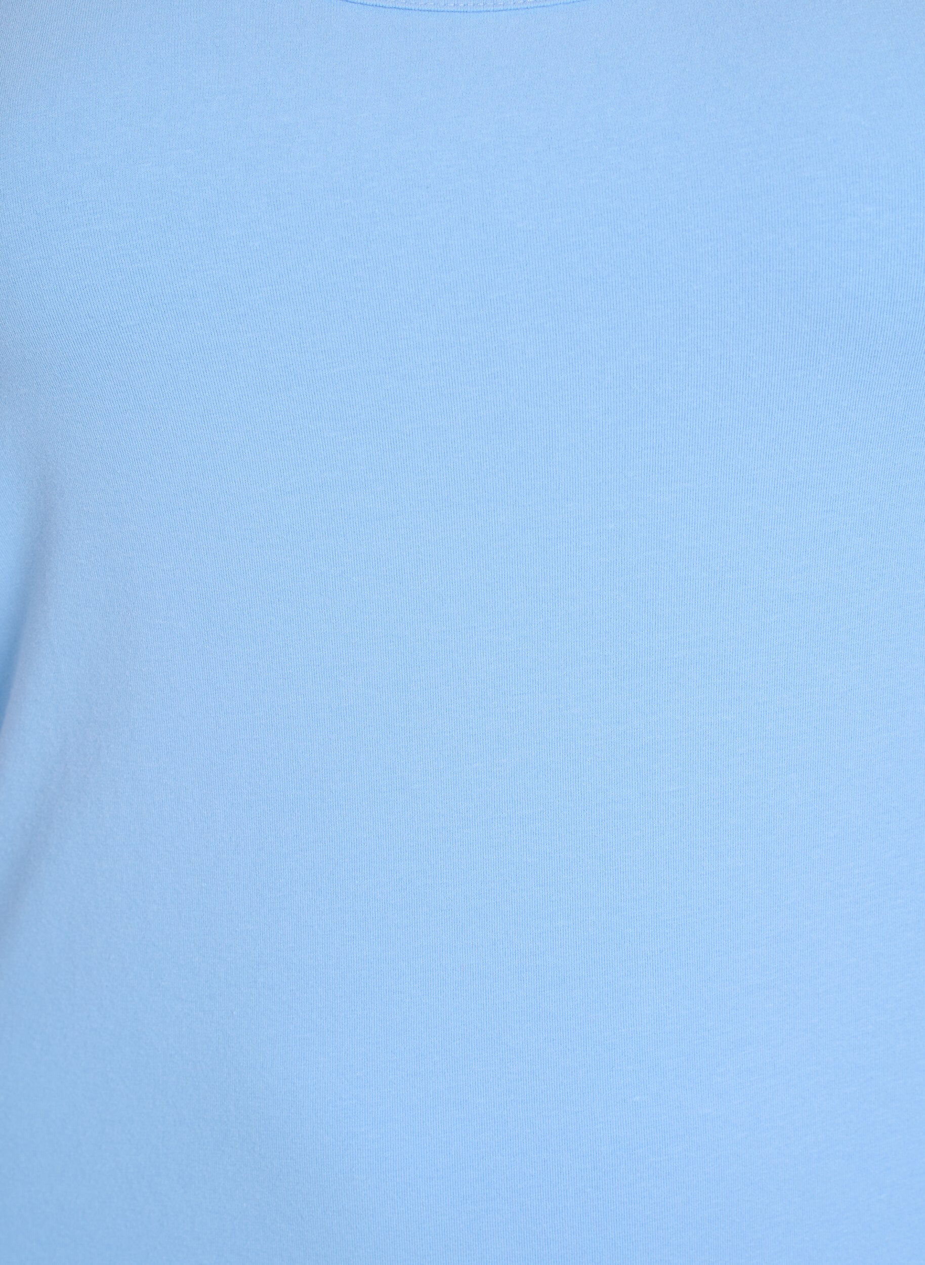 Zizzi Solide kleur basis top in katoen, Blauw, Packshot image number 2