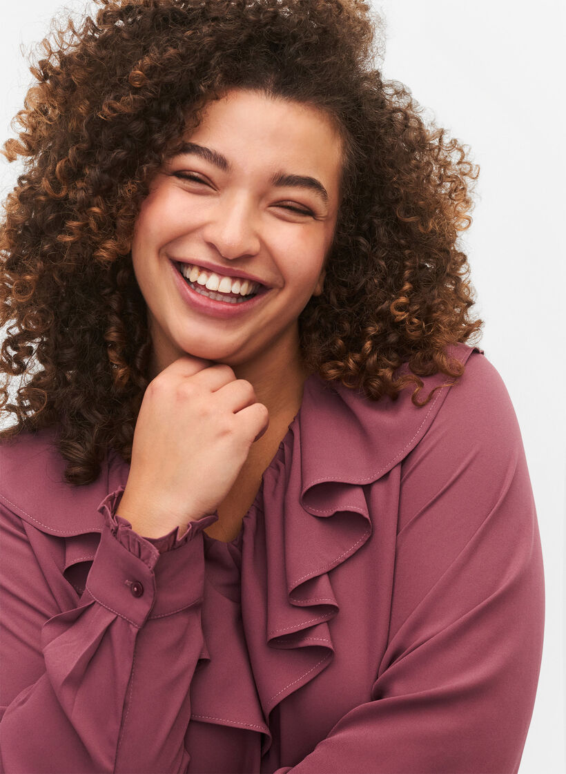  Blouse met ruches en lange mouwen, Renaissance Rose, Model image number 2