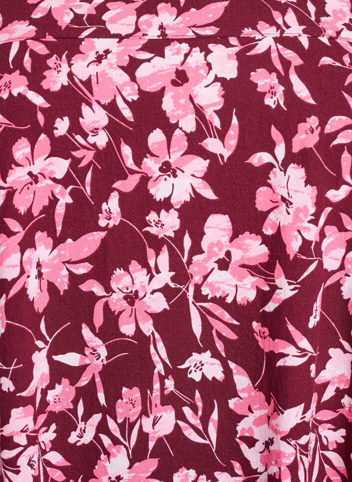 Katoenen jurk met korte mouwen en print, Donker Bordeaux, Packshot image number 2