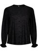 Blouse met lange mouwen en gaatjespatroon, Black, Packshot image number 0