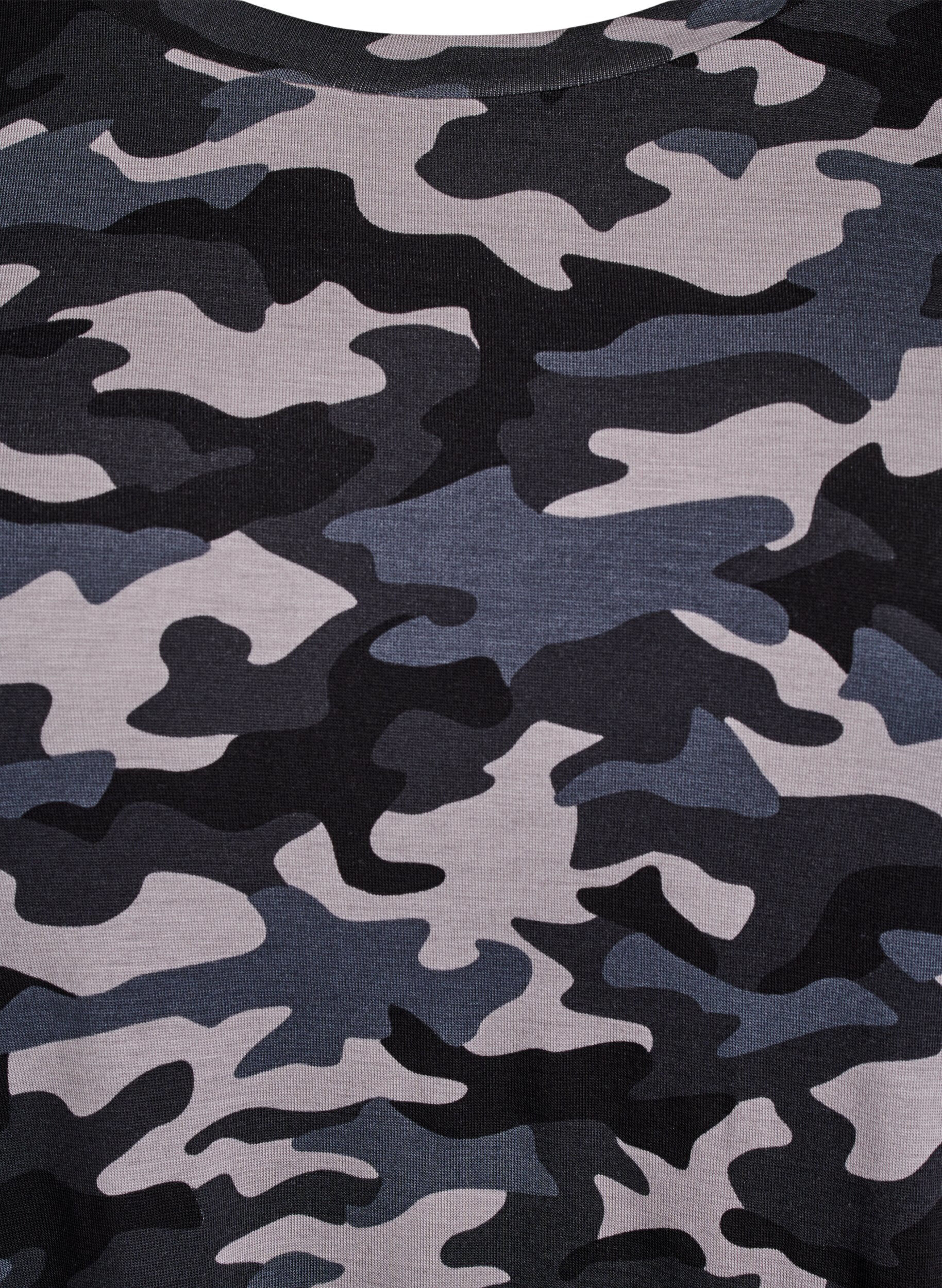 ZizziT-shirt met TENCEL&trade; Lyocell en camouflageprint, Grijs, Packshot image number 2