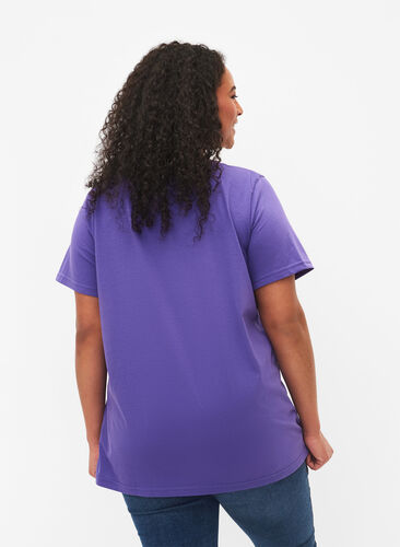 T-shirt met korte mouwen en v-hals, Ultra Violet, Model image number 1