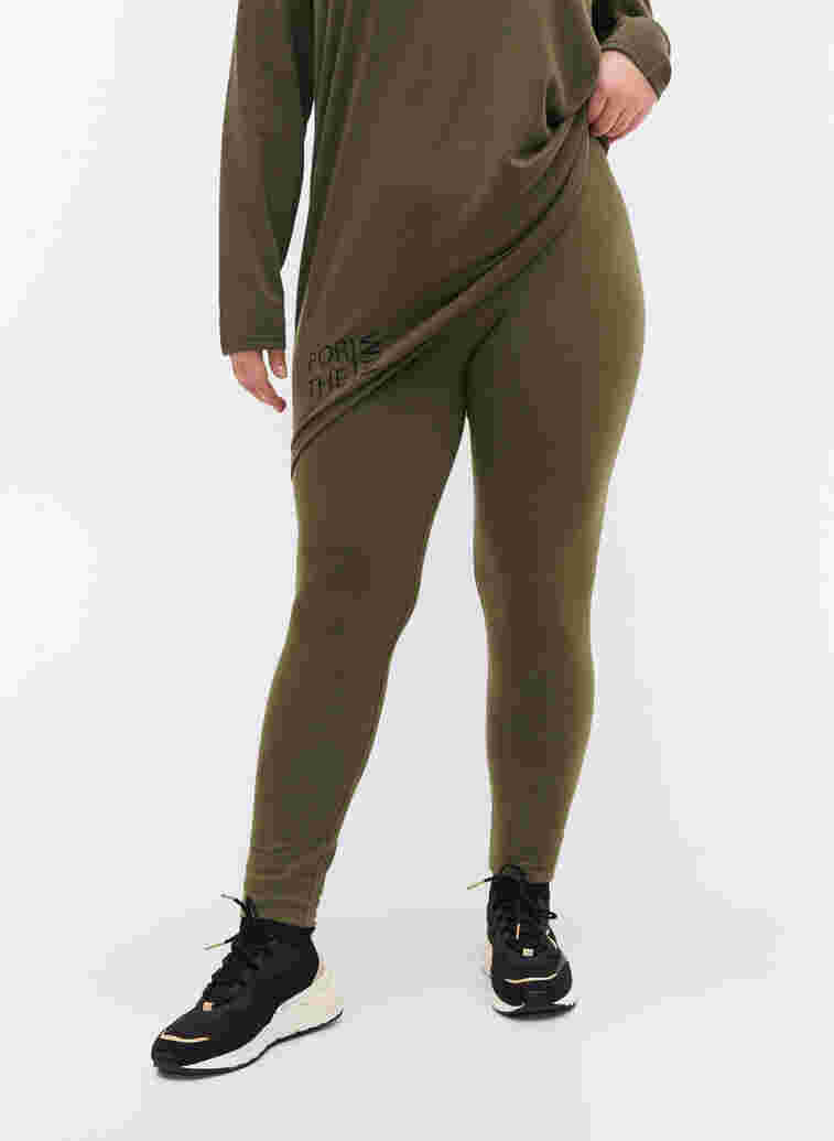 Katoenen legging met printdetails, Ivy Green, Model image number 3