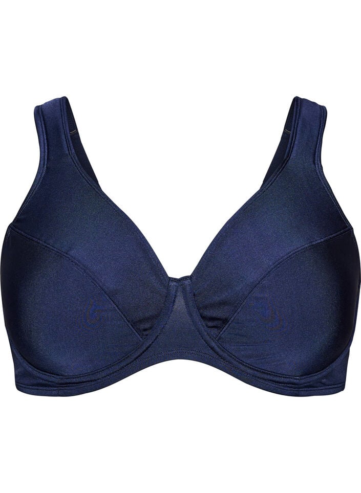 Volledig dekkende bikinitop met beugel, Blauw, Packshot image number 0