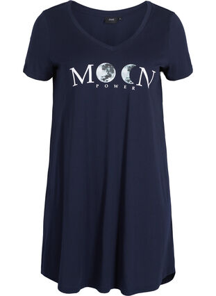 Katoenen pyjama jurk met korte mouwen en print, Night Sky W. Moon, Packshot image number 0
