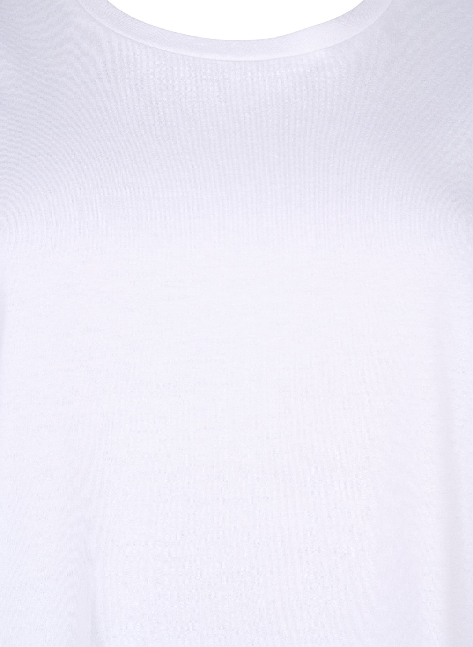 Zizzi Biologisch katoenen blouse met broderie anglaise mouwen, Bright White, Packshot image number 2