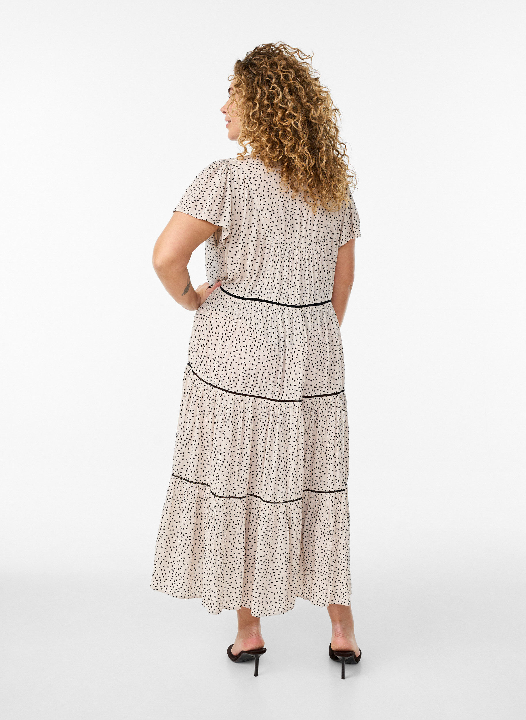 Zizzi Midi-jurk van viscose met patroon, Wit, Model image number 1