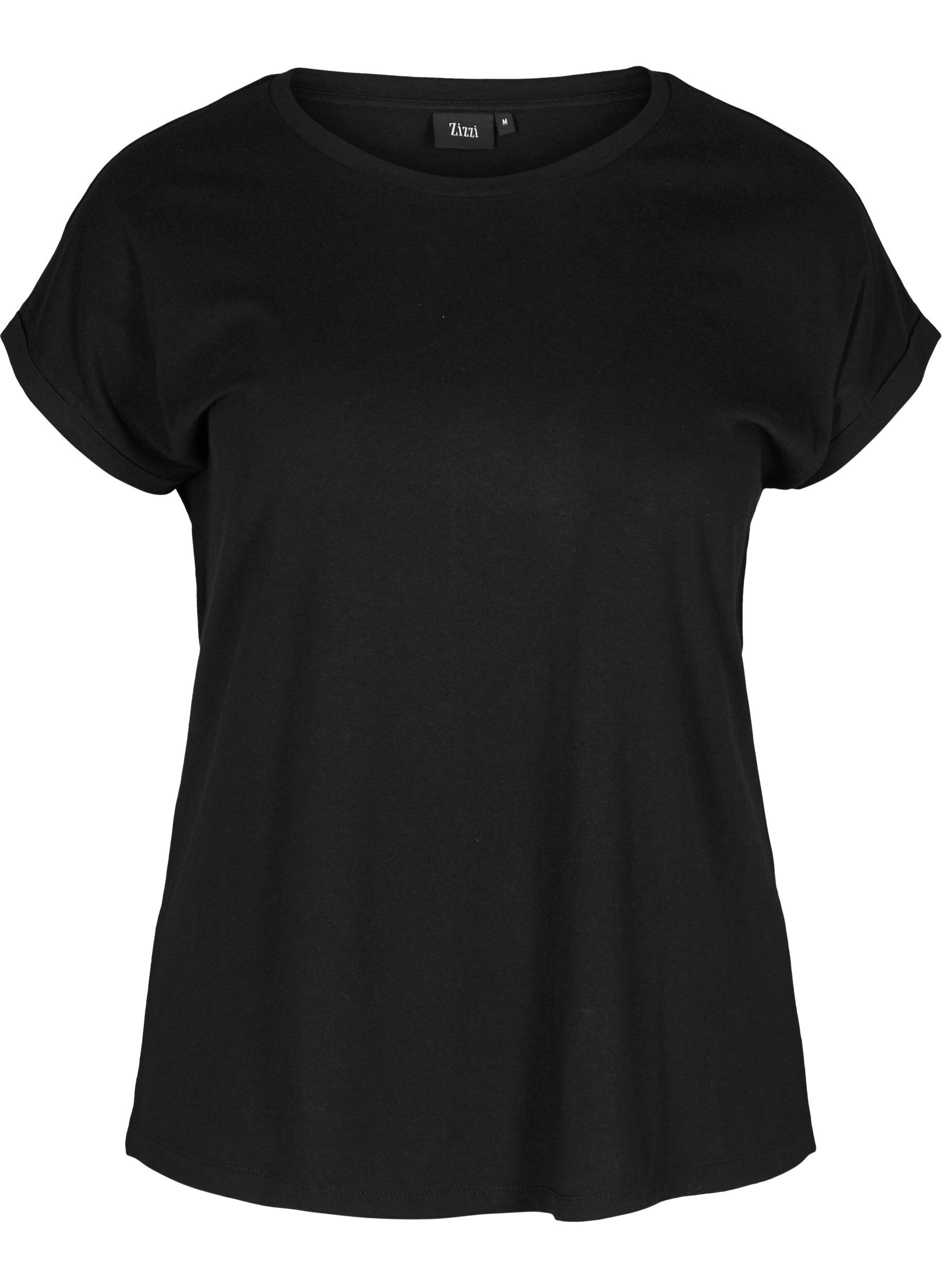 Zizzi T-shirt met mix van katoen, Black, Packshot image number 0