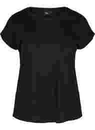 T-shirt met mix van katoen, Black