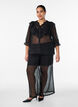 Transparante blouse met stippen en ruchesdetails, Zwart, Model image number 1