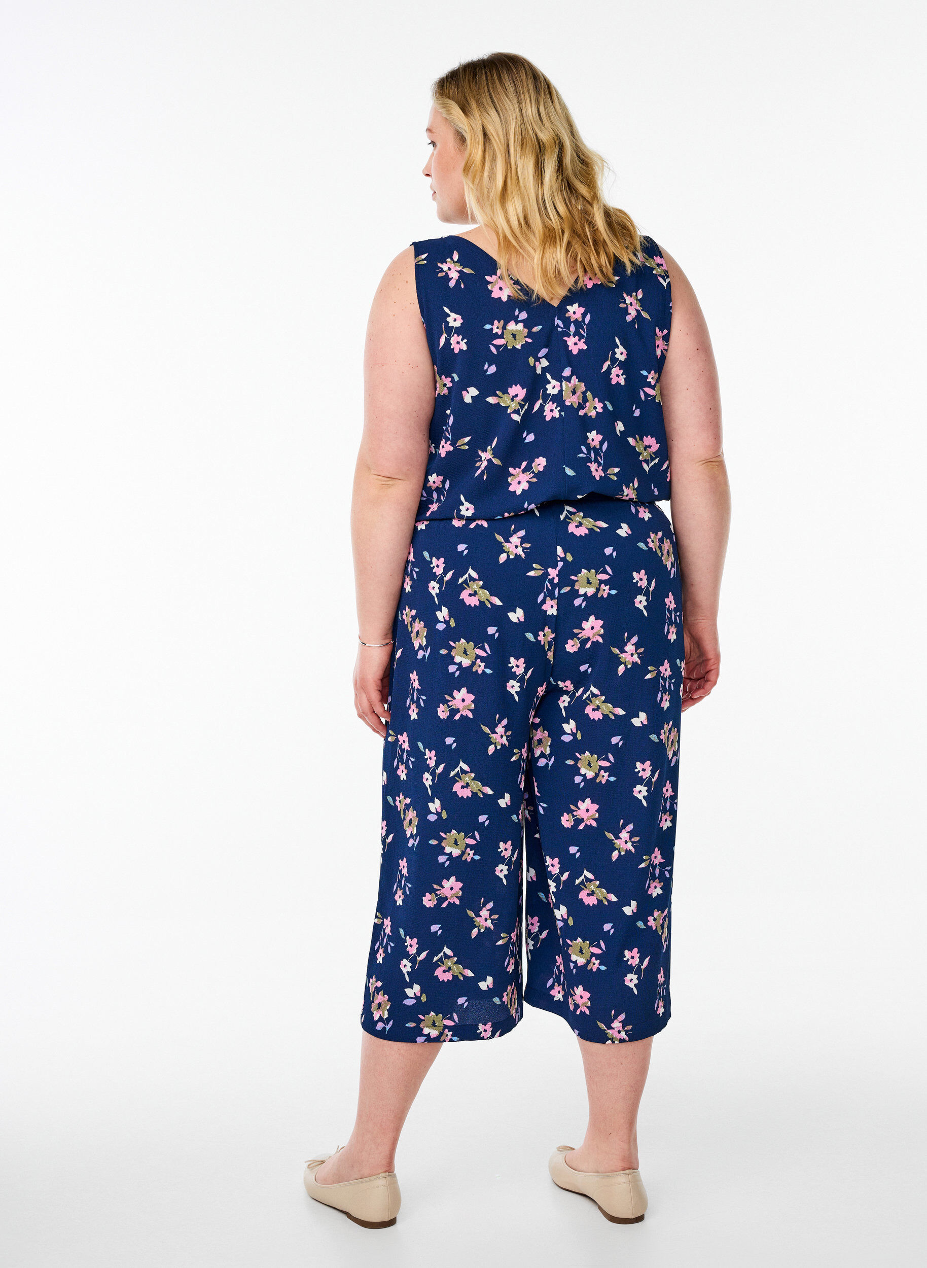 Zizzi Culotte broek met print, Blauw, Model image number 1