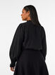 Shirtblouse met geborduurde bloemapplicaties, Zwart, Model image number 2
