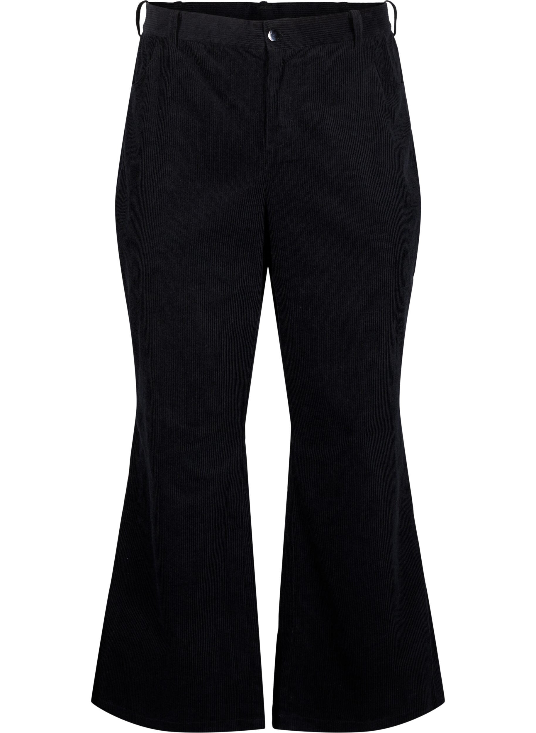 Zizzi Bootcut ribbroek met hoge taille, Zwart, Packshot image number 0