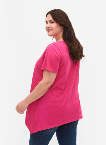 Katoenen t-shirt met korte mouwen, Shocking Pink FAITH, Model image number 1