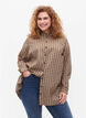 Geruite overhemdblouse met ruches, Brown Check, Model image number 0