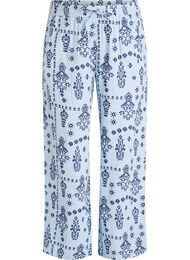 Losse broek in katoenen mousseline met stippen, Blauw