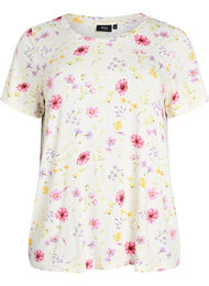 T-shirt met bloemenprint, Wit