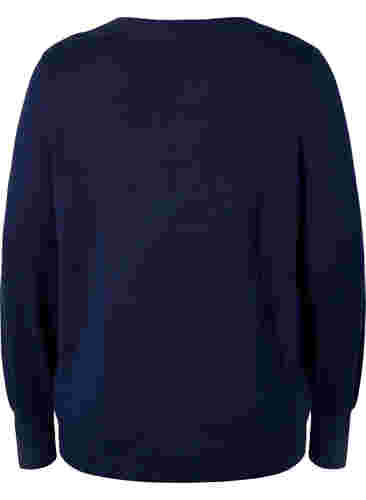 Gebreide blouse van viscose met v-hals, Navy Blazer, Packshot image number 1