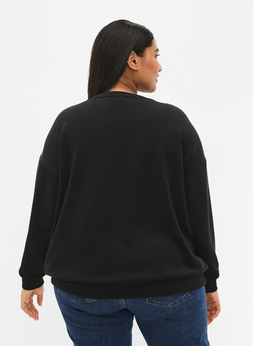 Sweatshirt met tekstprint, Black, Model image number 1