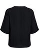 Shirtblouse met V-hals en 3/4 mouwen, Zwart, Packshot image number 1