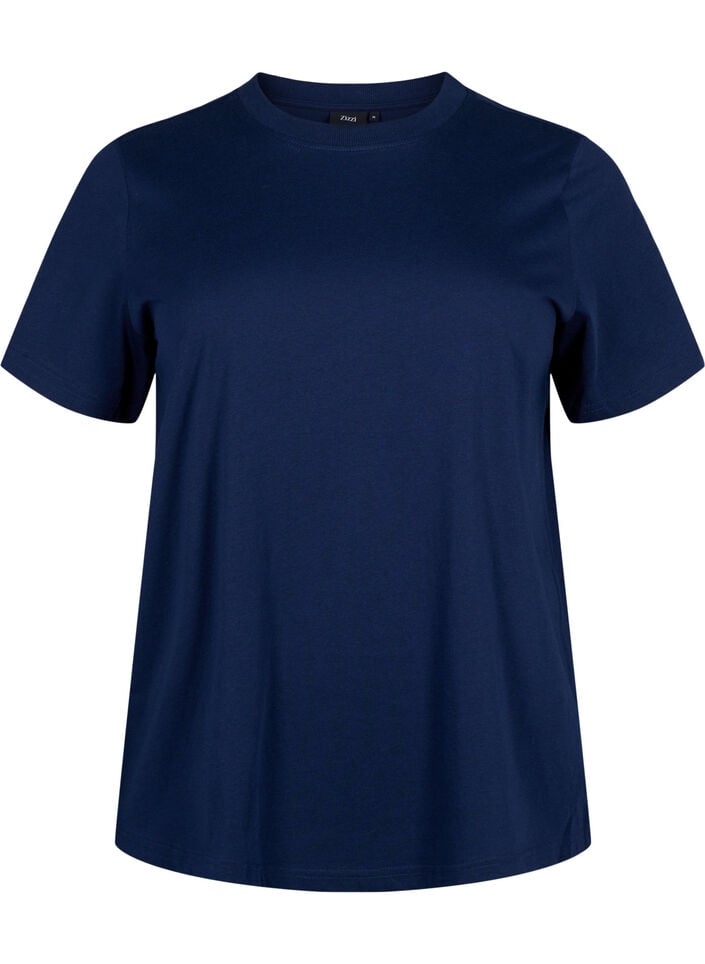 Basic katoenen T-shirt met ronde hals, Blauw, Packshot image number 0