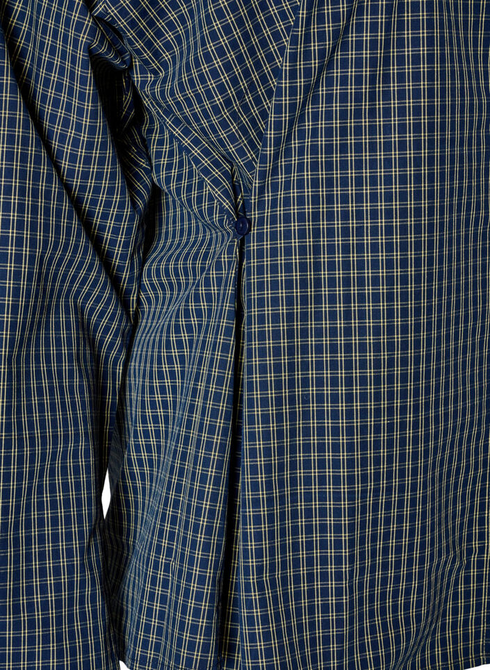 Katoenen overhemd met ruitpatroon en onzichtbare knoopsluiting, Blauw, Packshot image number 3