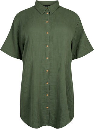 Shirt met korte mouwen en knopen, Thyme, Packshot image number 0